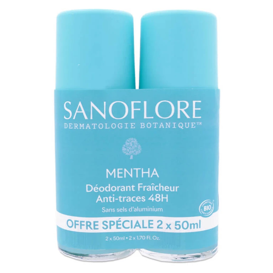 SANOFLORE BIOLOGISCHE DEODORANT MET MUNTGEUR, VERPAKKING VAN 2 X 50 ML
