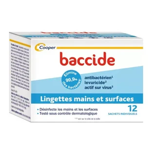 COOPER BACCIDE HAND AND SURFACE WIPES, 12 PACKS