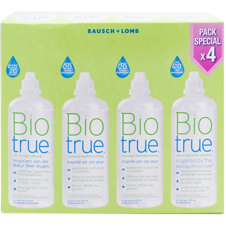 BAUSCH & LOMB BIOTRUE PACK OF 4 BOTTLES, 300 ML EACH