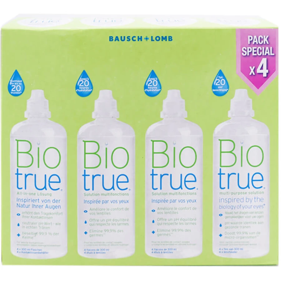 BAUSCH & LOMB BIOTRUE PACK OF 4 BOTTLES, 300 ML EACH