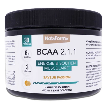 NAT & FORM BCAA 2.1.1, 30 SERVINGS, PASSION FRUIT FLAVOR