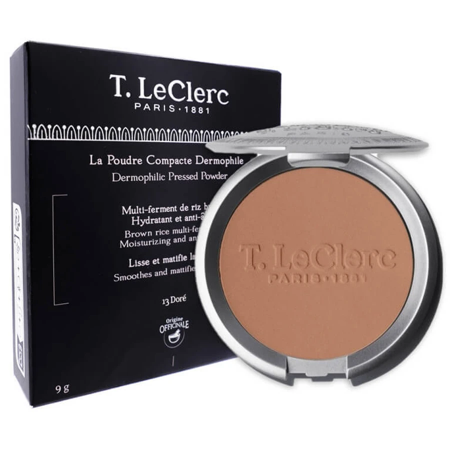 T.LECLERC POUDRE COMPACTE DERMOPHILE 13 DORÉ 9G