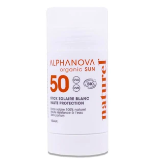 ALPHANOVA ORGANIC WHITE SUNSCREEN STICK SPF 50 NATURAL 15G