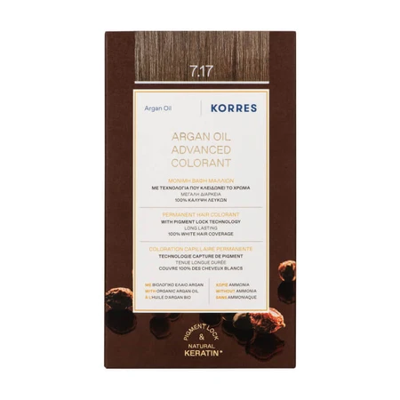 KORRES TINTE PERMANENTE PARA EL CABELLO CON ACEITE DE ARGÁN, BLONDO BEIGE 7.17