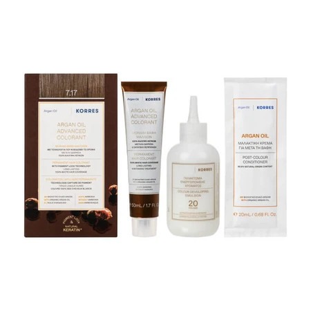 KORRES TINTE PERMANENTE PARA EL CABELLO CON ACEITE DE ARGÁN, BLONDO BEIGE 7.17