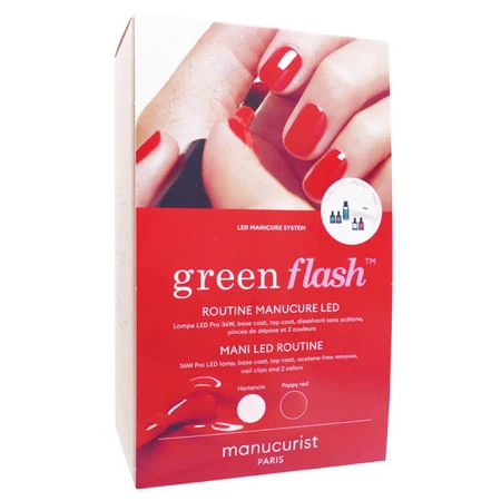 MANUCURIST GREEN FLASH LED MANICURE ROUTINE HORTENCIA POPPY RED