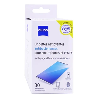 TOALLITAS LIMPIADORAS ANTIBACTERIANAS DE ZEISS, 30 TOALLITAS