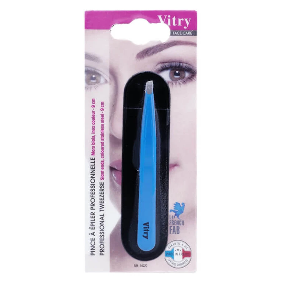 VITRY PINCE À ÉPILER PROFESSIONNELLE MORS BIAIS INOX COULEUR 9CM