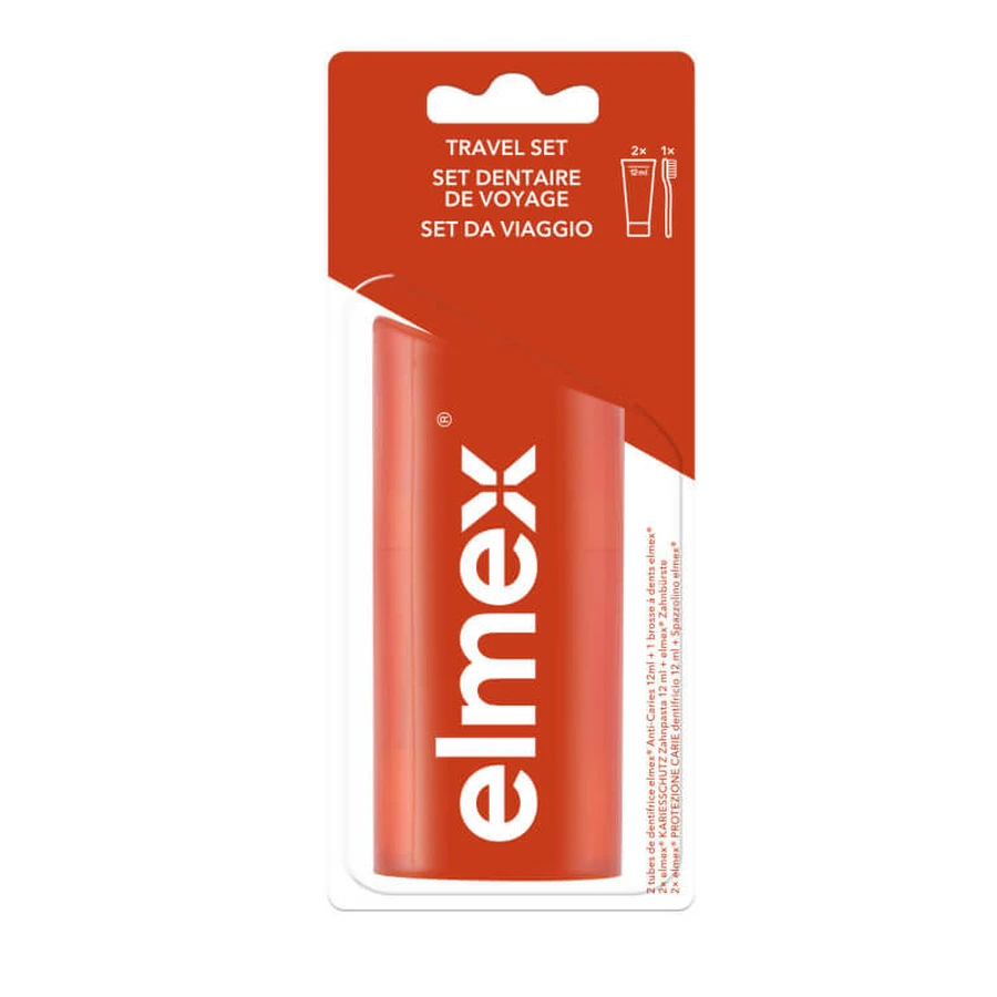 ELMEX TRAVEL KIT: TOOTHBRUSH + 2 TOOTHPASTES