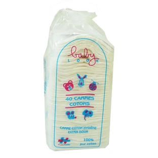 BABYLOOK VIERKANTE KATOENEN SCHIJFJES, 40 STUKS
