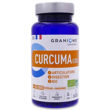 GRANIONS ORGANIC TURMERIC 6300 MG 60 CAPSULES