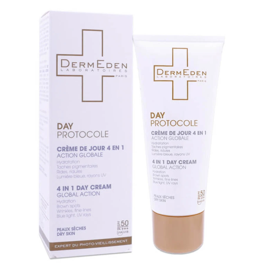 DERMEDEN DAY PROTOCOL 4-IN-1 CRÈME SPF 50, 50 ML, VOOR DE DROGE HUID