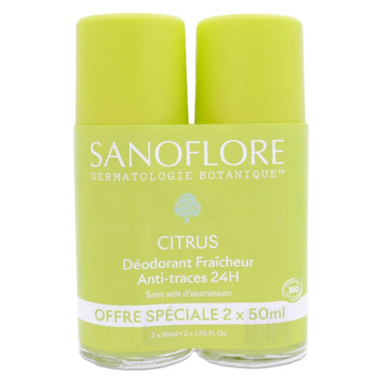 SANOFLORE ORGANIC CITRUS FRESHNESS DEODORANT, 2-PACK (50 ML EACH)