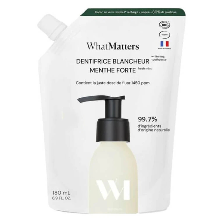 WHATMATTERS ECO WHITENING TOOTHPASTE REFILL, STRONG MINT, 180 ML