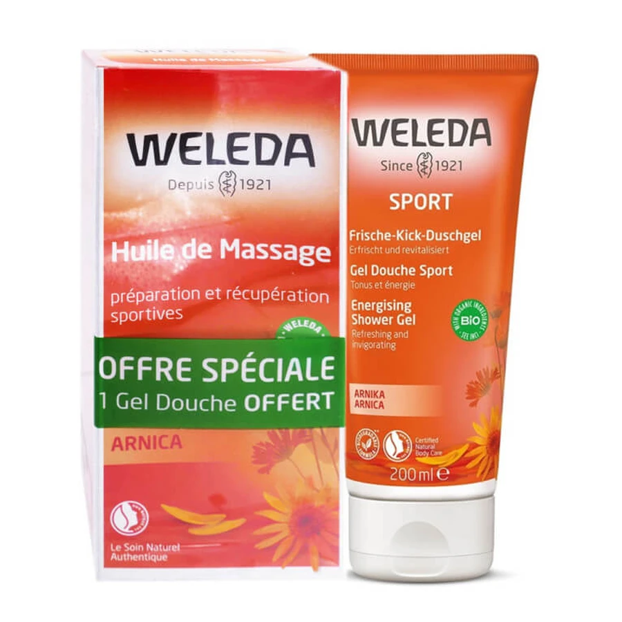 ACEITE DE MASAJE DE ÁRNICA ECOLÓGICO DE WELEDA 200 ML + GEL DE DUCHA DEPORTIVO 200 ML