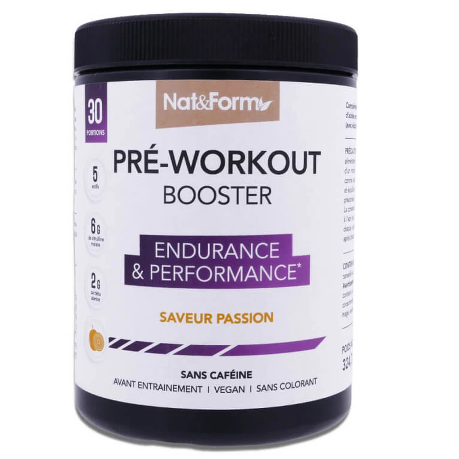 NAT & FORM PRE-WORKOUT BOOSTER 30 PORTIES, PASJESVRUCHTSMAAK