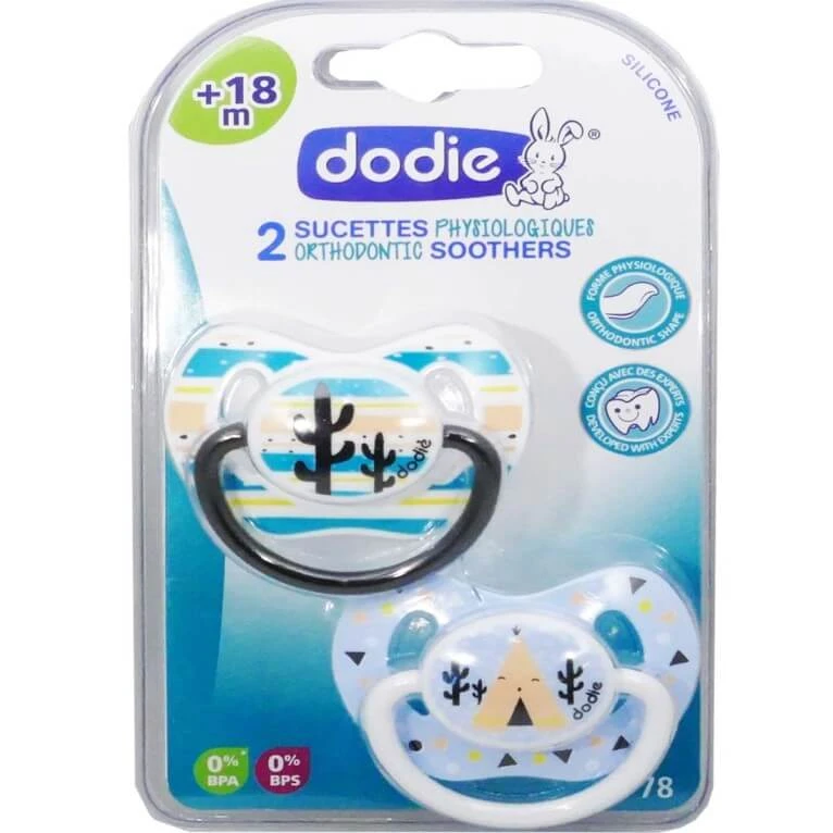 DODIE PHYSIOLOGICAL PACIFIERS + 18 M, PACK OF 2