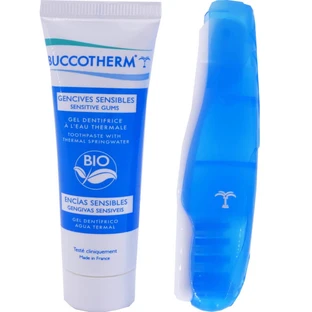 BUCCOTHERM TRAVEL KIT: 25ML TOOTHPASTE + FOLDABLE TOOTHBRUSH