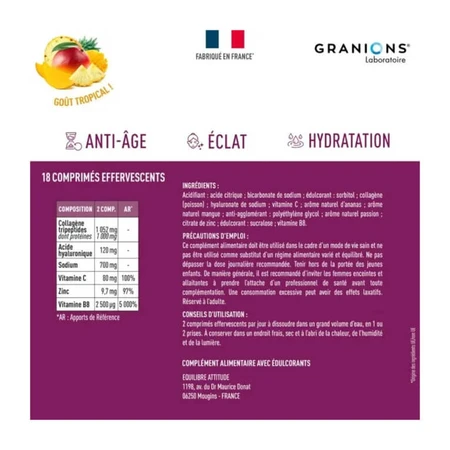 GRANIONS KOLLAGEN-TRIPEPTIDE 1000 MG MIT TROPISCHEM GESCHMACK 10 TABLETTEN