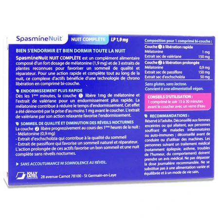 SPASMINE COMPLETE NIGHT 15 TWO-LAYER TABLETS