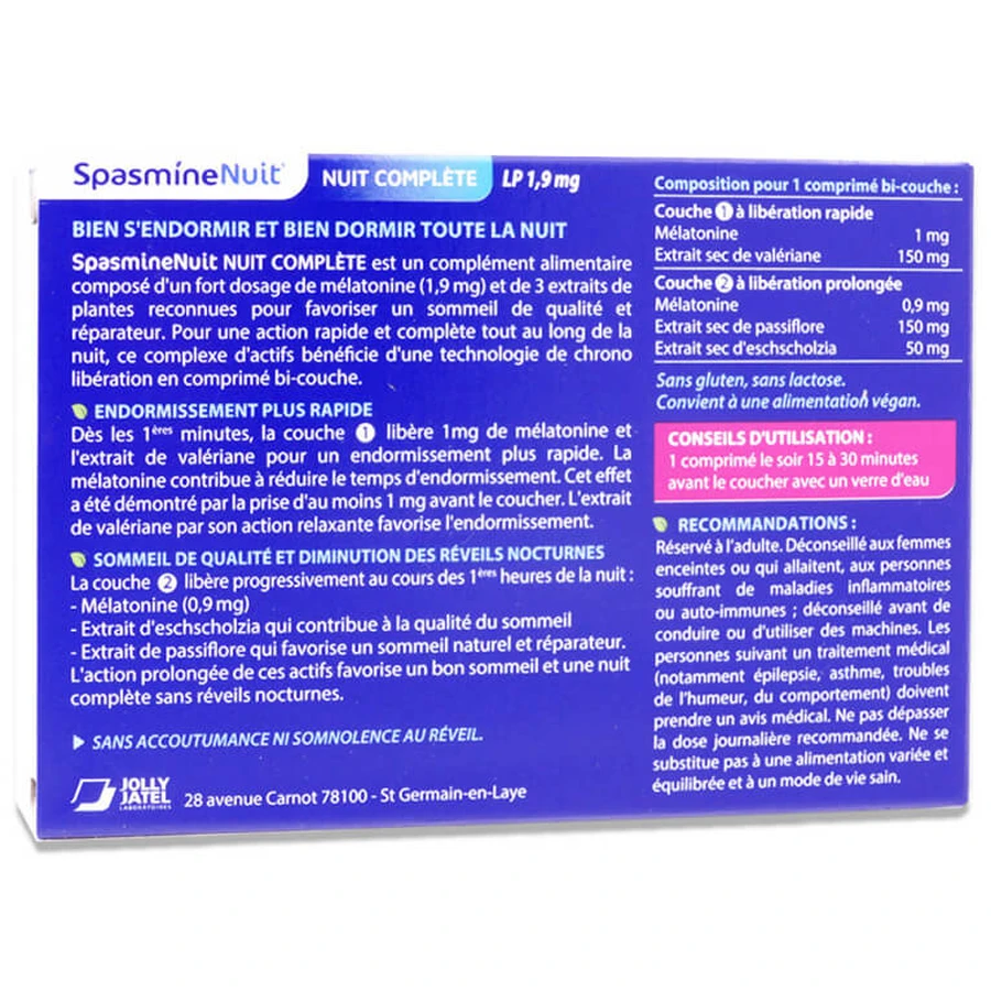 SPASMINE COMPLETE NIGHT 15 TWO-LAYER TABLETS