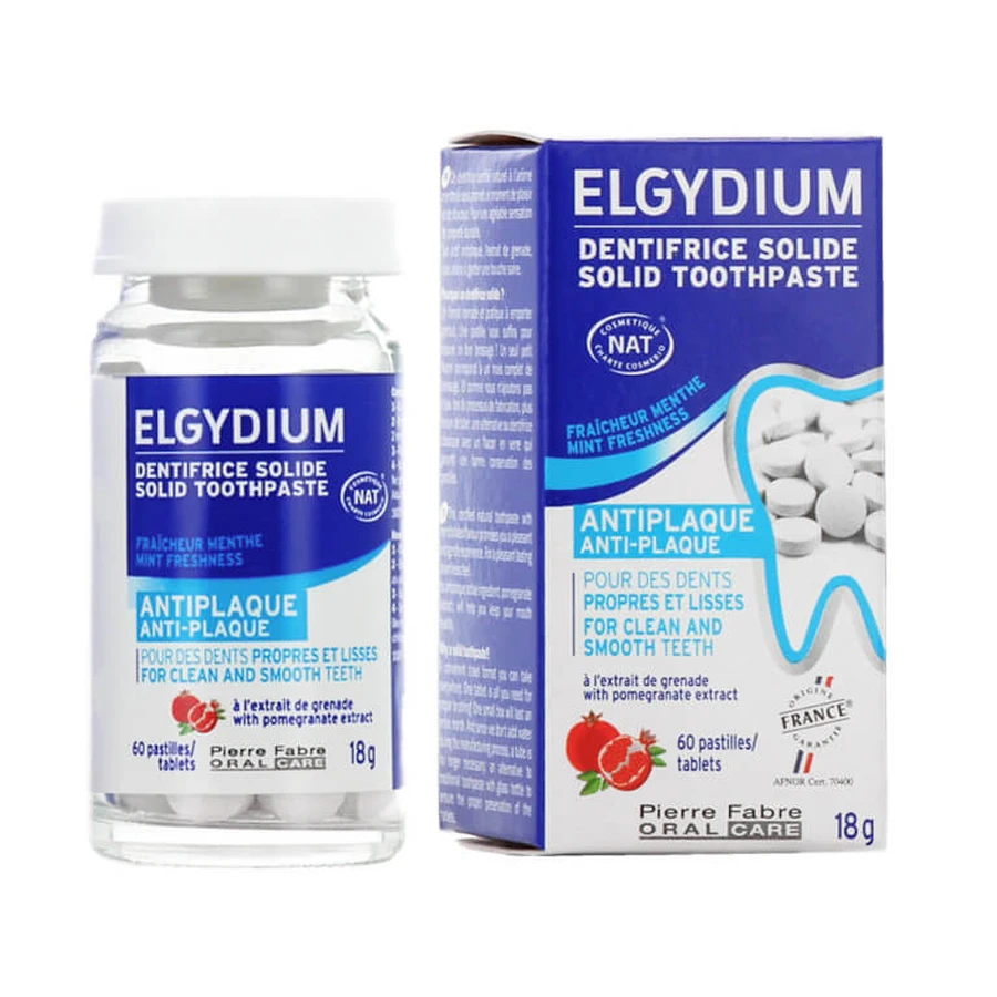 ELGYDIUM SOLID ANTI-PLACQUE TOOTHPASTE, 60 TABLETS