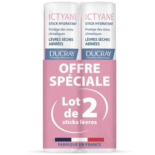 DUCRAY ICTYANE VOCHTINBRENGENDE STICK VOOR DROGE LIPPEN, VERPAKKING VAN 2 STUKS À 3 G