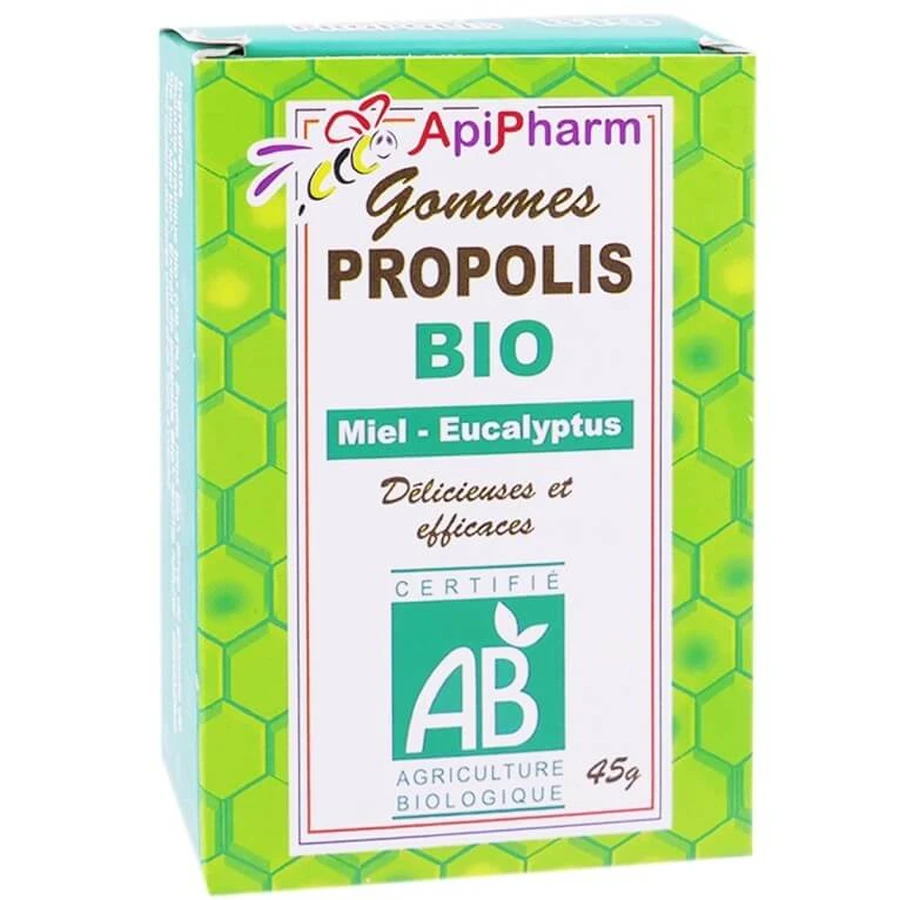 APIPHARM: GOMINOLAS DE PROPÓLEO, MIEL Y EUCALIPTO ECOLÓGICAS, 45 G