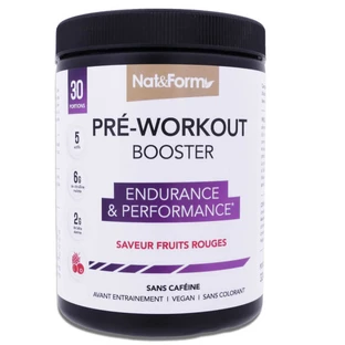 NAT & FORM PRE-WORKOUT BOOSTER, 30 SERVINGS, RED BERRIES FLAVOR