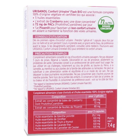 NATURACTIVE ORGANIC URINASOL FLASH 10 GELS + 10 CAPSULES