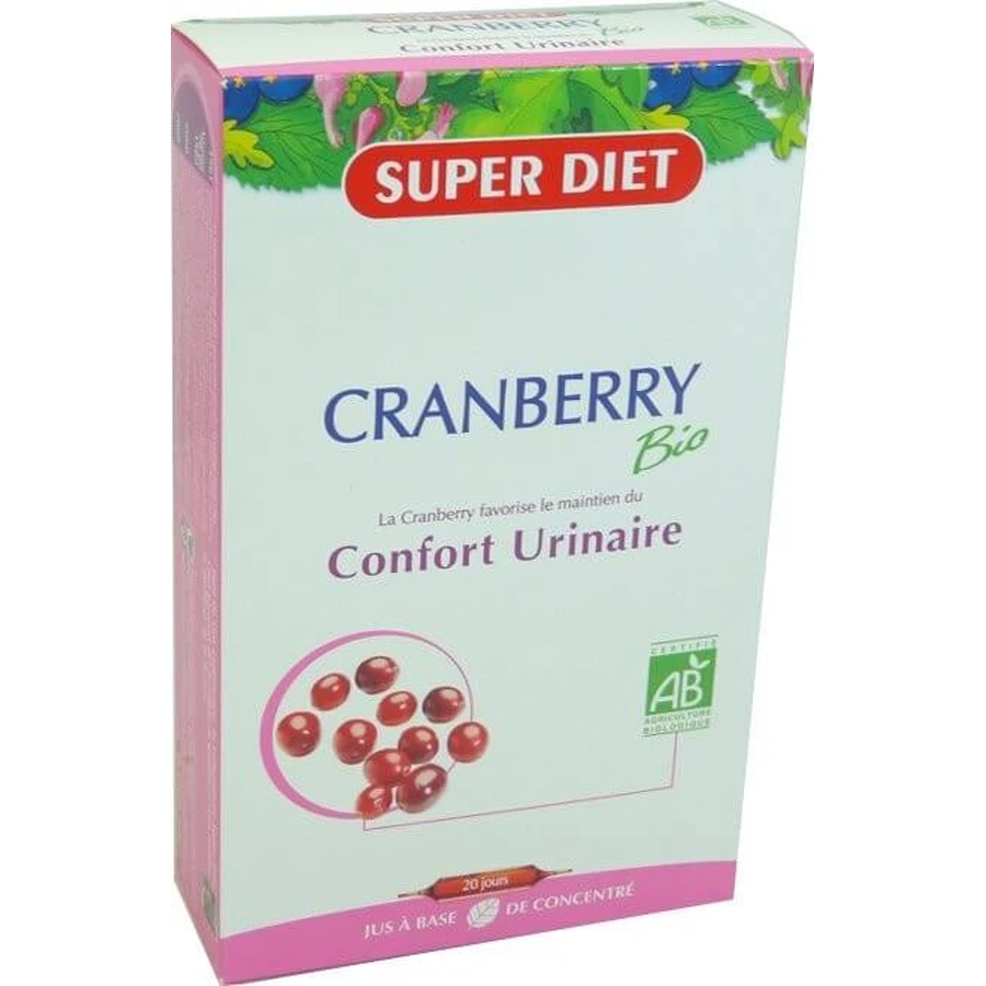 SUPER DIET ARÁNDANO ROJO ECOLÓGICO PARA LA SALUD URINARIA, 20 AMPOLLAS