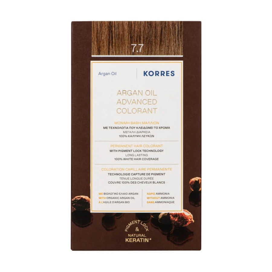 KORRES PERMANENTE HAARKLEUR MET ARGANOLIE, MOKA 7.7