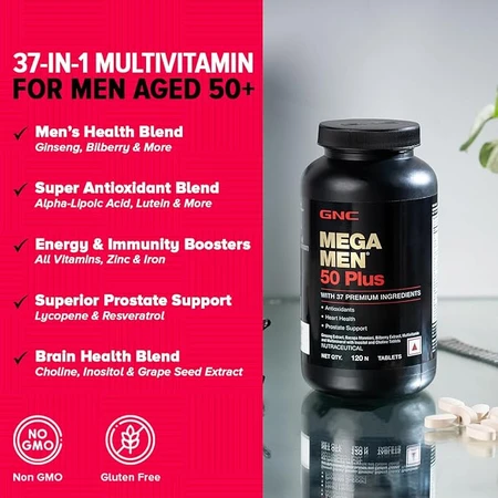 Gnc Mega Men 50 Plus, Multivitamin Complex For Men, 60 Tb