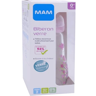 MAM GLASBABYFLES, 0+ MAANDEN, 260 ML, ROZE
