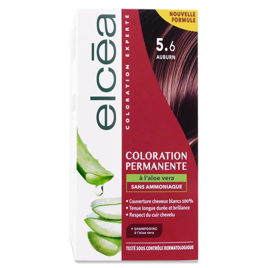 ELCEA PERMANENT HAIR COLOR WITH ALOE VERA, AUBURN No. 5.6
