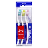 ELGYDIUM BASIC: PAQUETE DE 3 CEPILLOS DE DIENTES DE PELOS MEDIOS