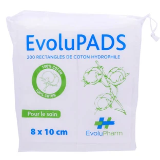 EVOLUPADS 200 DISPOSITIVOS DE ALGODÓN RECTANGULARES, 8 X 10 CM, ABSORBENTES