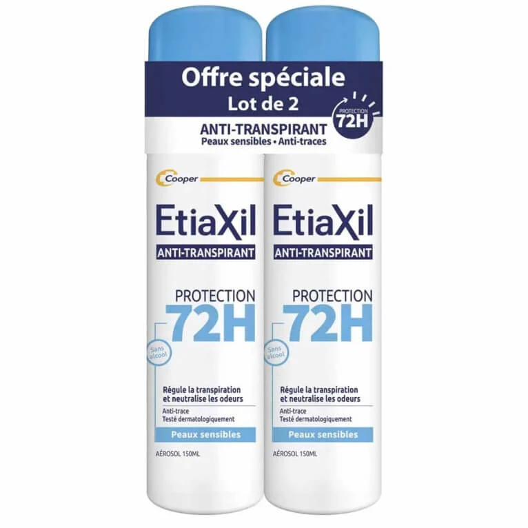 ETIAXIL 72-HOUR ANTI-PERSPIRANT DEODORANT, PACK OF 2 X 150 ML
