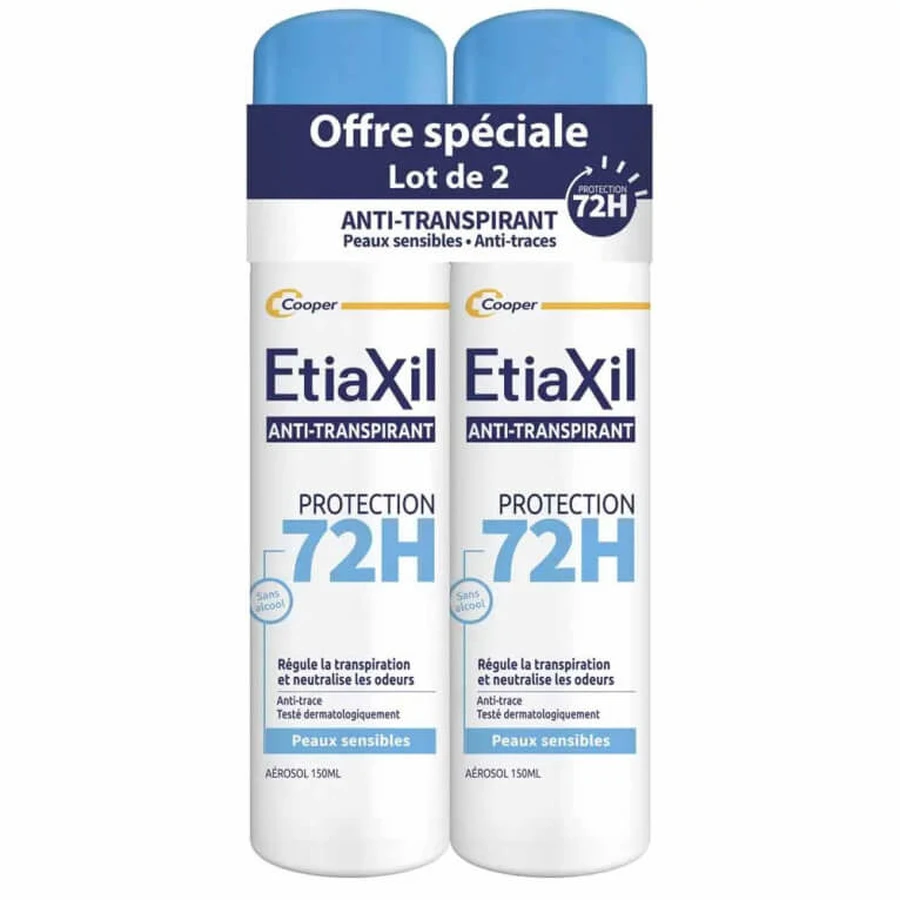 ETIAXIL 72-STUNDEN-ANTITRANSPIRANT-DEODORANT, 2ER-PACK À 150 ML