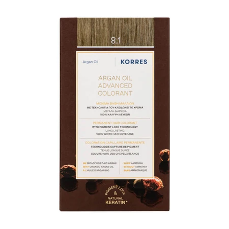 KORRES COLORATION HUILE D'ARGAN 8.1 ASH LIGHT BLONDE