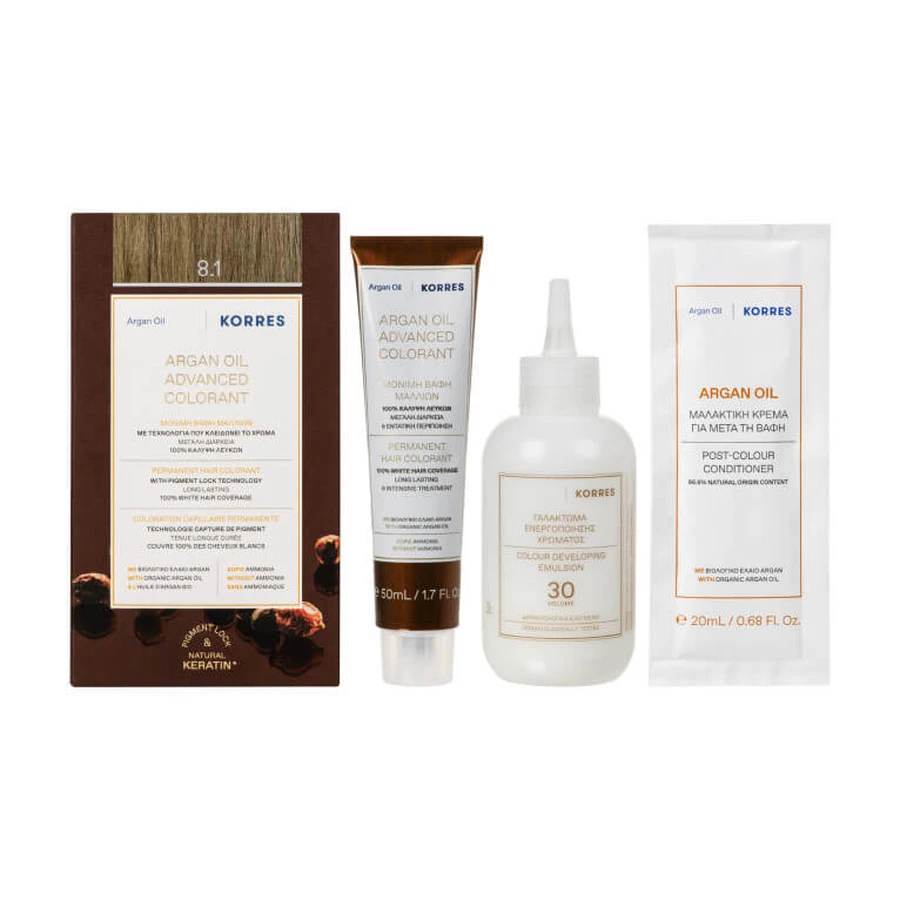 KORRES COLORATION HUILE D'ARGAN 8.1 ASH LIGHT BLONDE