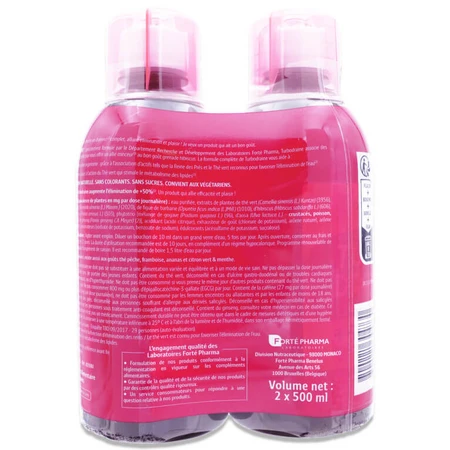 FORTE PHARMA TURBO DRAINE GRANATAPFEL UND HIBISKUS, 2ER-PACK À 500 ML