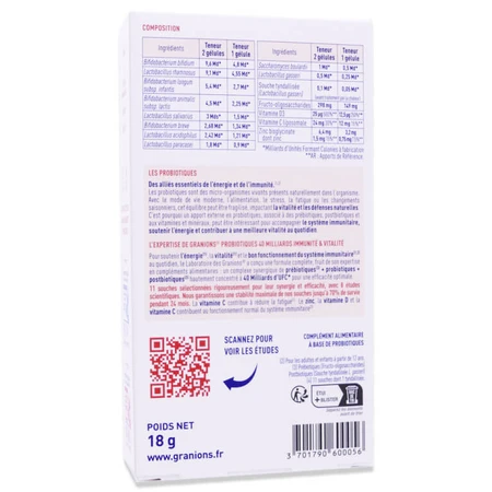 GRANIONS PROBIOTICE 40 DE MILIARDE – IMUNITATE ȘI VITALITATE – 40 DE CAPSULE