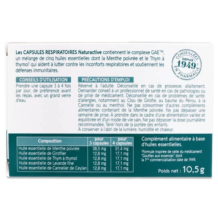 NATURACTIVE CÁPSULAS RESPIRATORIAS ECOLÓGICAS GAE 30 CÁPSULAS