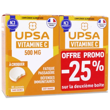UPSA VITAMINA C 500 MG, ENVASE DE 2 X 30 COMPRIMIDOS