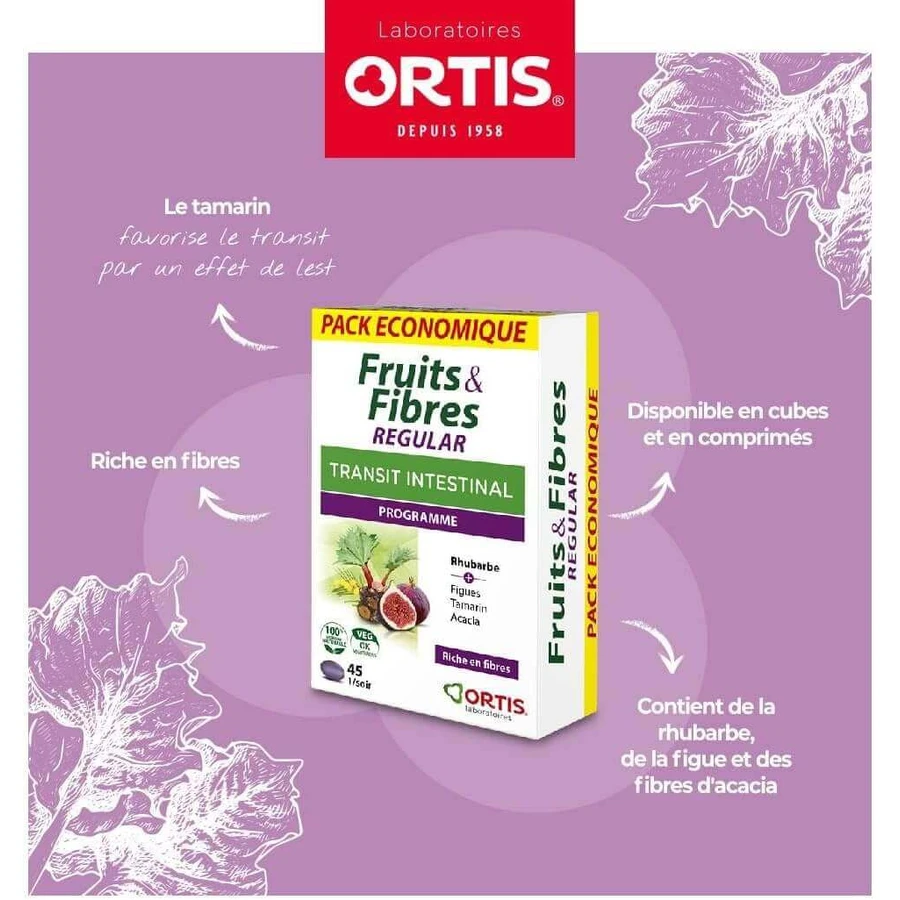 Ortis Fruits & Fibers Regular, 2x45 tablets