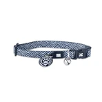 MAX & MOLLY Smart ID Mykonos Black, Katzenhalsband, verstellbar, Polyester, schwarz-weiß, Dreizack-Schnalle, 22–35 × 1 cm