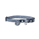 MAX & MOLLY Smart ID Mykonos Black, collier pour chat, réglable, polyester, noir et blanc, boucle en forme de trident, 22–35 x 1 cm