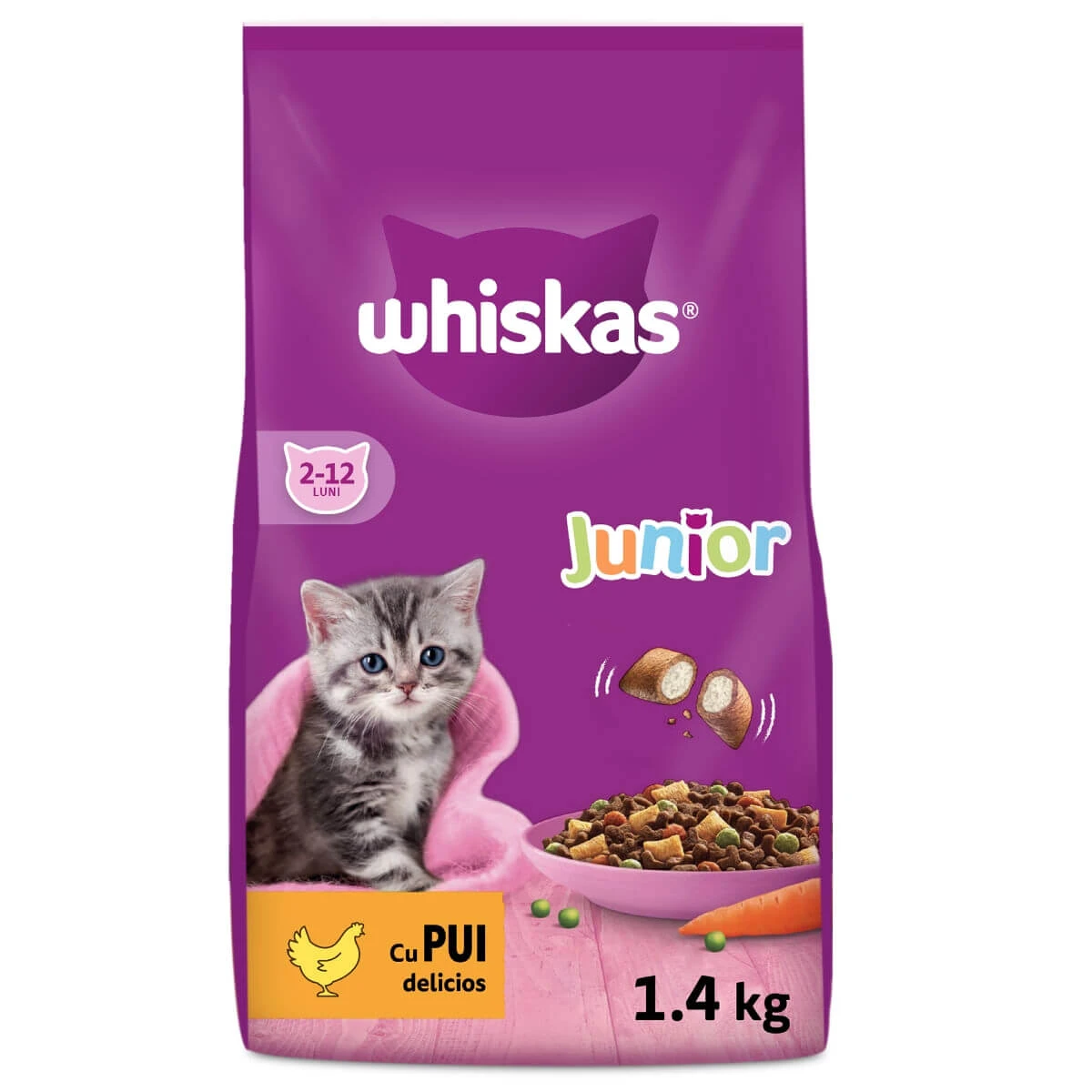 WHISKAS Junior, Chicken, dry food for junior cats, 1.4 kg