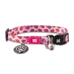 MAX &amp; MOLLY Smart ID Strawberry Dream, Katzenhalsband, verstellbar, Polyester, rosa und rot, Dreizack-Schnalle, 22–35 × 1 cm
